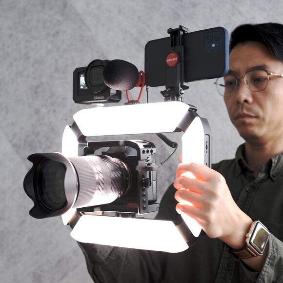 Smartphone Video Rig ULANZI U200 Camera Video Rig Phone Video Stabilizer LED Rin - Picture 7 of 9